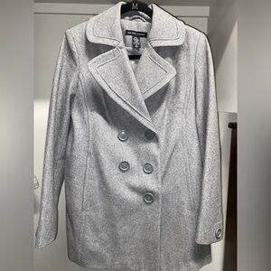 Grey Wool Double Breasted Peacoat